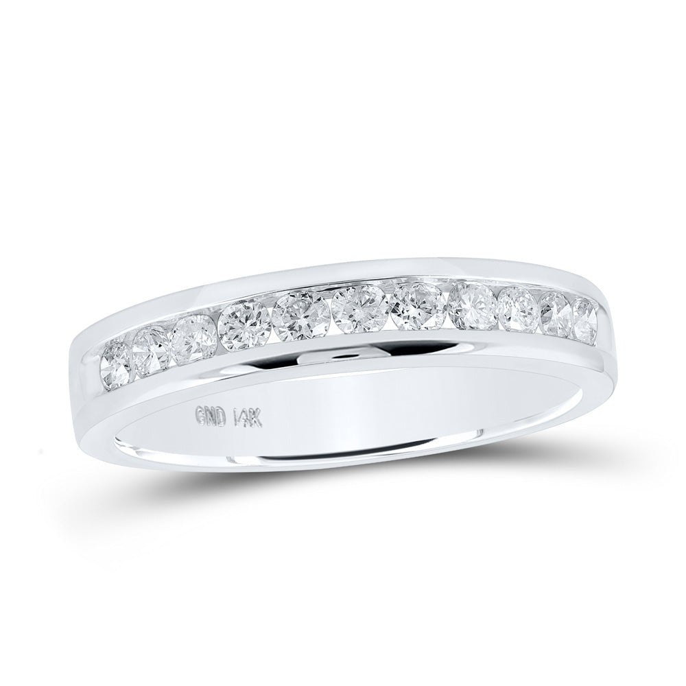 Diamond Band | 14kt White Gold Womens Round Diamond Single Row Band Ring 1/2 Cttw | Splendid Jewellery GND