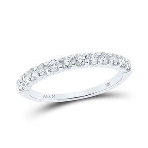 Diamond Band | 14kt White Gold Womens Round Diamond Single Row Band Ring 1/2 Cttw | Splendid Jewellery GND