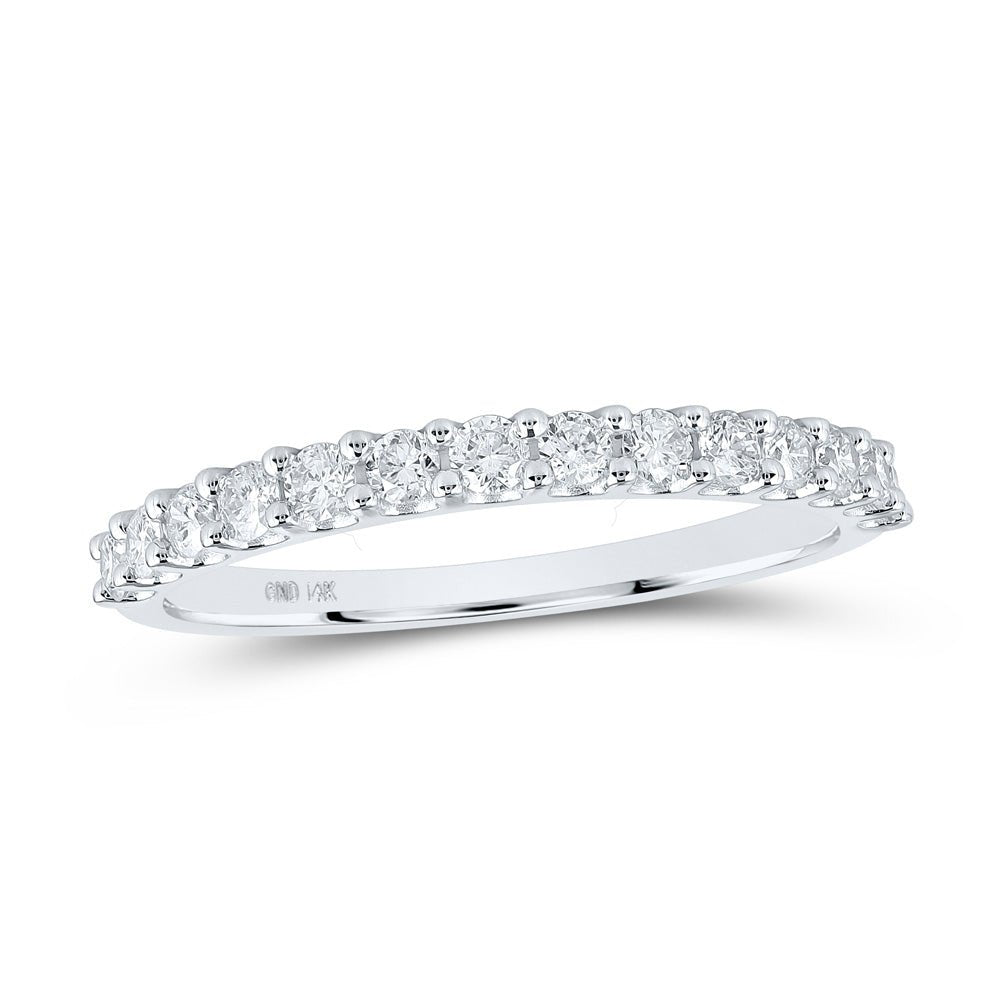 Diamond Band | 14kt White Gold Womens Round Diamond Single Row Band Ring 1/2 Cttw | Splendid Jewellery GND