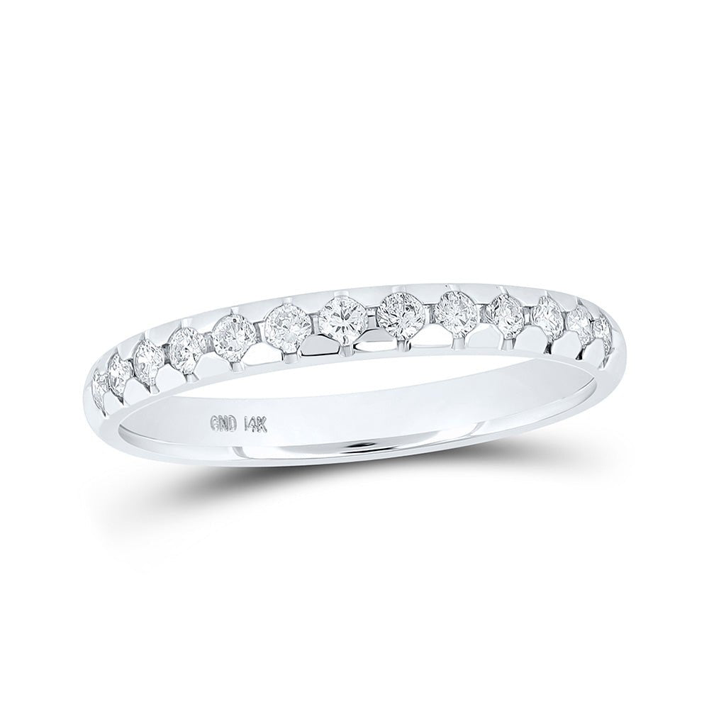 Diamond Band | 14kt White Gold Womens Round Diamond Single Row Band Ring 1/4 Cttw | Splendid Jewellery GND