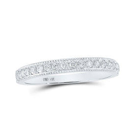 Radiant Elegance: 14kt White Gold Women's Round Diamond Single Row Band Ring - Top View