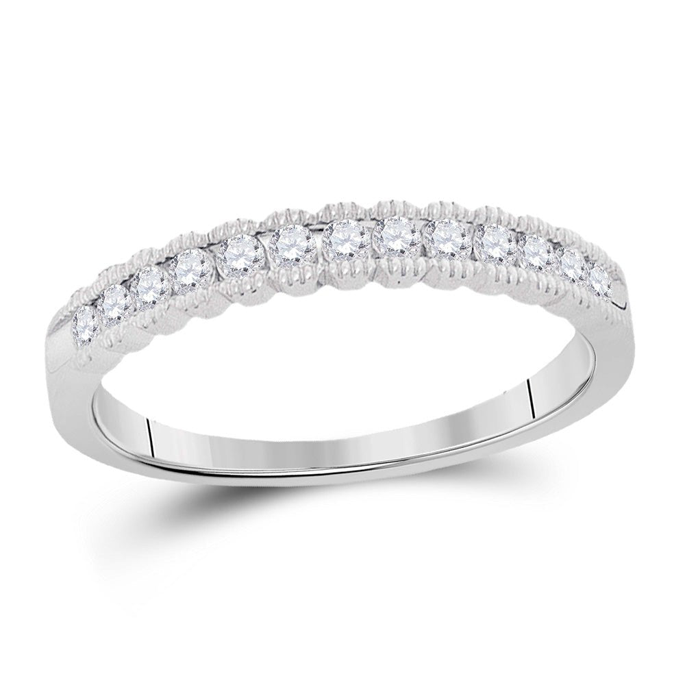 Diamond Band | 14kt White Gold Womens Round Diamond Single Row Band Ring 1/4 Cttw | Splendid Jewellery GND