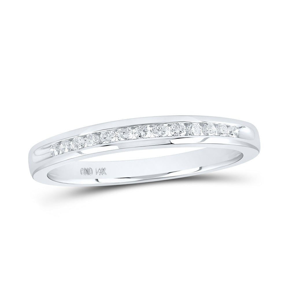 Diamond Band | 14kt White Gold Womens Round Diamond Single Row Band Ring 1/6 Cttw | Splendid Jewellery GND