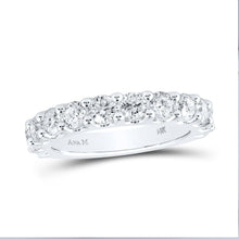 Load image into Gallery viewer, Radiant Elegance: 14kt White Gold Diamond Single Row Band Ring - Top View