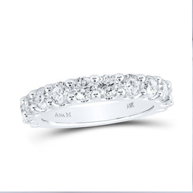 Radiant Elegance: 14kt White Gold Diamond Single Row Band Ring - Top View