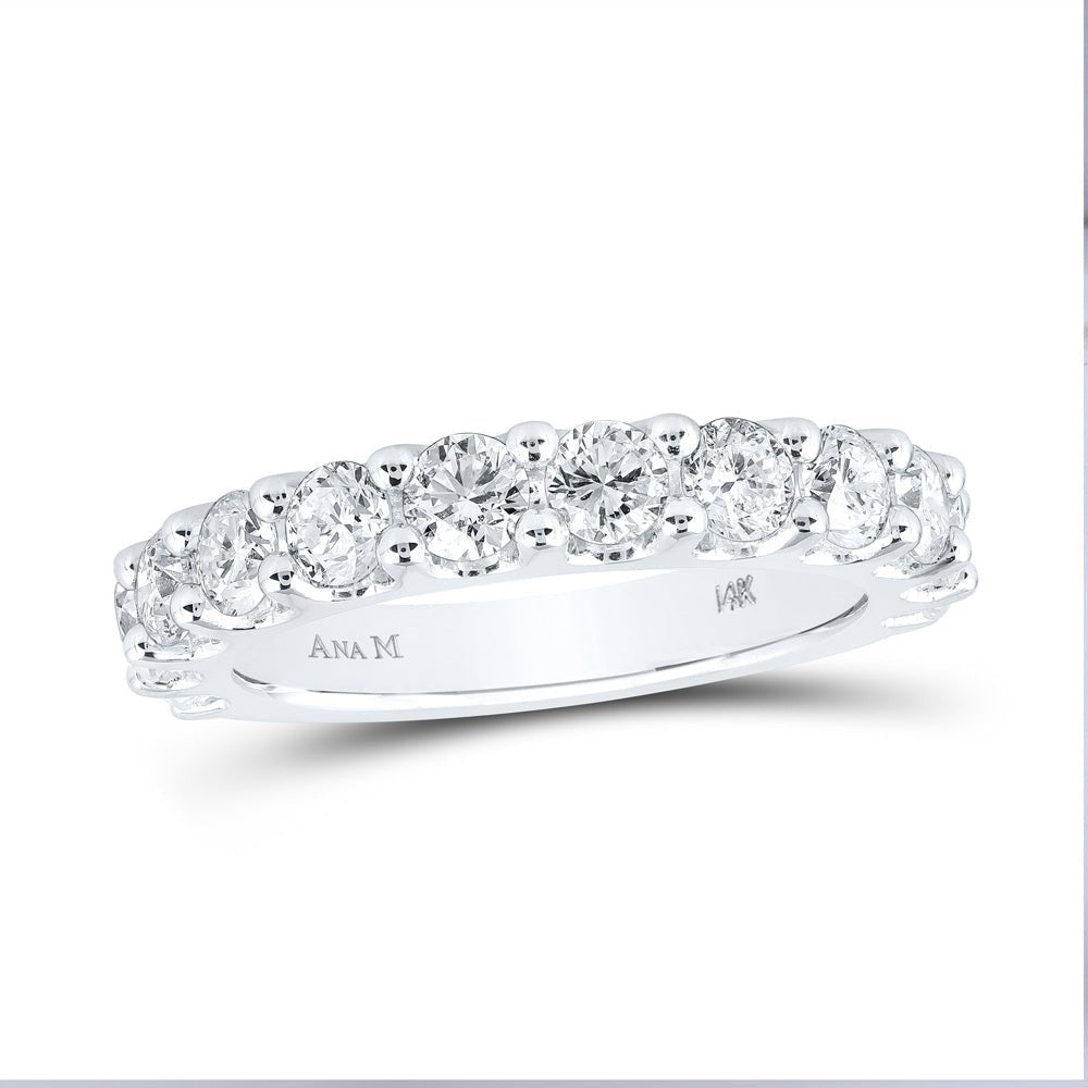 Diamond Band | 14kt White Gold Womens Round Diamond Single Row Band Ring 2 Cttw | Splendid Jewellery GND