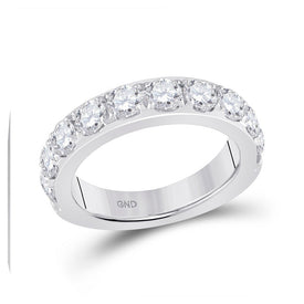 14kt White Gold Sparkling Diamond Single Row Band Ring - 2 Carat Total Weight - Top View