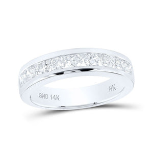 Diamond Band | 14kt White Gold Womens Round Diamond Single Row Channel Band Ring 7/8 Cttw | Splendid Jewellery GND