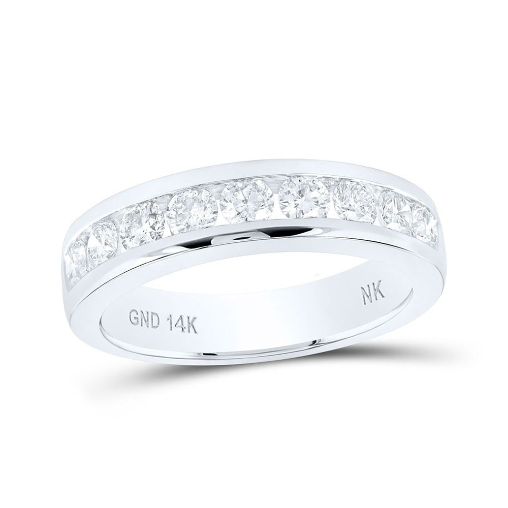 Diamond Band | 14kt White Gold Womens Round Diamond Single Row Channel Band Ring 7/8 Cttw | Splendid Jewellery GND