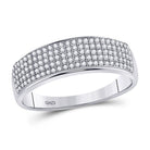 Diamond Brilliance: 10kt White Gold Mens Round Diamond Wedding Pave Band Ring 3/8 Cttw - Splendid Jewellery
