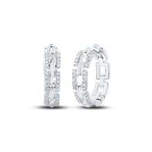 Load image into Gallery viewer, Diamond Brilliance: 10kt White Gold Womens Round Diamond Hoop Earrings 1/3 Cttw - Splendid Jewellery
