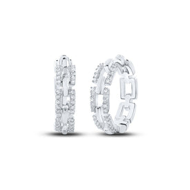 Diamond Brilliance: 10kt White Gold Womens Round Diamond Hoop Earrings 1/3 Cttw - Splendid Jewellery