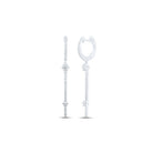 Diamond Brilliance: 10kt White Gold Womens Round Diamond Hoop Stick Dangle Earrings - Splendid Jewellery