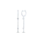 Diamond Brilliance: 10kt White Gold Womens Round Diamond Hoop Stick Dangle Earrings - Splendid Jewellery