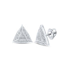 Diamond Brilliance: 10kt White Gold Womens Round Diamond Triangle Earrings 1/10 Cttw - Splendid Jewellery