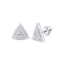 Load image into Gallery viewer, Diamond Brilliance: 10kt White Gold Womens Round Diamond Triangle Earrings 1/10 Cttw - Splendid Jewellery