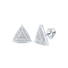 Diamond Brilliance: 10kt White Gold Womens Round Diamond Triangle Earrings 1/10 Cttw - Splendid Jewellery