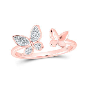 Diamond Butterfly Ring | 10kt Rose Gold Womens Round Diamond Butterfly Ring .03 Cttw | Splendid Jewellery GND