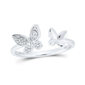 Whimsical Flutter Diamond Ring Top view from the 10Kt White Gold Womens Round Diamond Butterfly Ring 03 Cttwpin237447 collection by Splendid Jewellery
