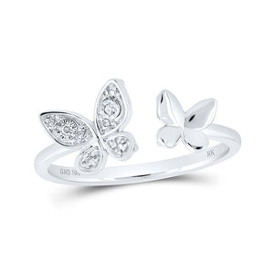 Diamond Butterfly Ring | 10kt White Gold Womens Round Diamond Butterfly Ring .03 Cttw | Splendid Jewellery GND