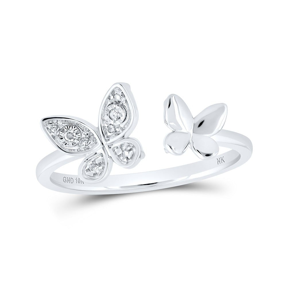 Diamond Butterfly Ring | 10kt White Gold Womens Round Diamond Butterfly Ring .03 Cttw | Splendid Jewellery GND
