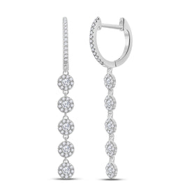 Diamond Cascade Hoop Earrings Top view from the 10Kt White Gold Womens Round Diamond Hoop Dangle Earrings 5 8 Cttwpin281709 collection by Splendid Jewellery