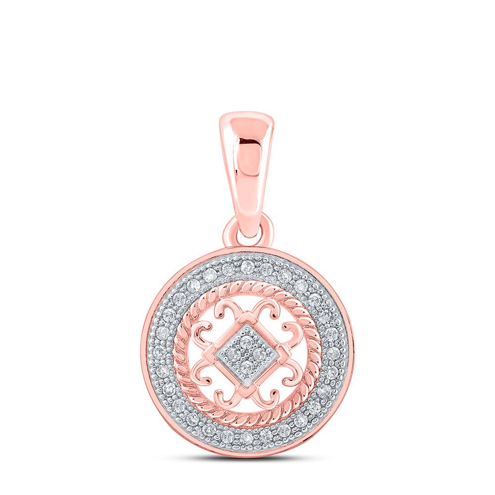 Diamond Circle Pendant | 10kt Rose Gold Womens Round Diamond Circle Pendant 1/10 Cttw | Splendid Jewellery GND