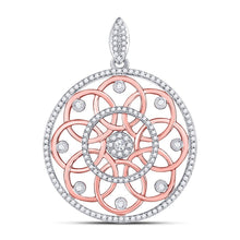 Load image into Gallery viewer, 10kt Two-tone Gold Womens Round Diamond Circle Pendant 1/2 Cttw | Eternal Brilliance Pendant - Alternate view 1 from Splendid Jewellery