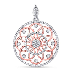 10kt Two-tone Gold Womens Round Diamond Circle Pendant 1/2 Cttw | Eternal Brilliance Pendant - Alternate view 1 from Splendid Jewellery