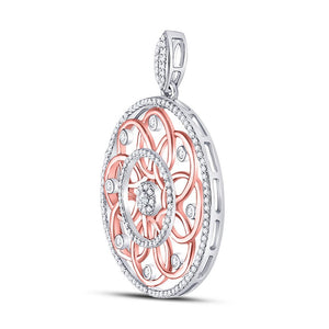 Diamond Circle Pendant | 10kt Two-tone Gold Womens Round Diamond Circle Pendant 1/2 Cttw | Splendid Jewellery GND