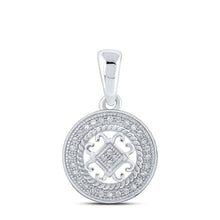 Load image into Gallery viewer, Eternal Sparkle Diamond Circle Pendant Top view from the 10Kt White Gold Womens Round Diamond Circle Pendant 1 10 Cttwpin217279 collection by Splendid Jewellery