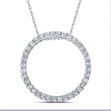 Load image into Gallery viewer, Mesmerizing Diamond Circle Pendant | 10kt White Gold Womens Round Diamond Circle Pendant 1/6 Cttw Top view from the 10Kt White Gold Womens Round Diamond Circle Pendant 1 6 Cttwpin288800 collection by Splendid Jewellery