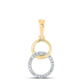10kt Yellow Gold Interlocking Circle Diamond Pendant - A Symbol of Eternal Love and Elegance product  Top View from Splendid Jewellery