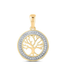 Load image into Gallery viewer, Radiant Tree of Life Diamond Circle Pendant - Top View