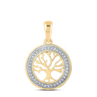 Radiant Tree of Life Diamond Circle Pendant - Top View