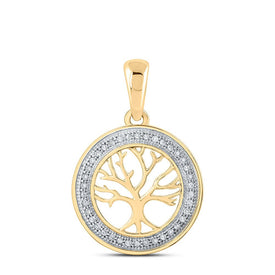 Radiant Tree of Life Diamond Circle Pendant - Top View