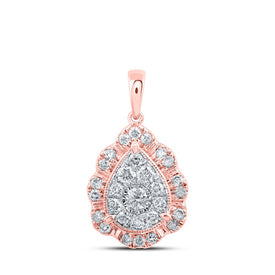 Rose Gold Diamond Teardrop Cluster Pendant - A Dazzling Elegance - Alternate view 1 from Splendid Jewellery