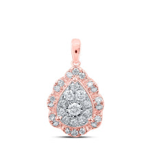Load image into Gallery viewer, Rose Gold Diamond Teardrop Cluster Pendant - A Mesmerizing Symbol of Love and Elegance - Alternate view 1 from Splendid Jewellery
