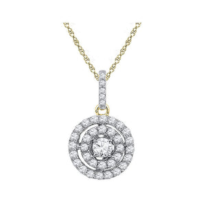 Diamond Cluster Pendant | 10kt Two-tone Gold Womens Round Diamond Circle Cluster Pendant 1/2 Cttw | Splendid Jewellery GND