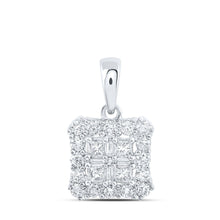 Load image into Gallery viewer, Princess Diamond Cluster Pendant | 10kt White Gold Square Pendant 5/8 Cttw | Splendid Jewellery Top view from the 10Kt White Gold Womens Princess Diamond Square Pendant 5 8 Cttwpin216446 collection by Splendid Jewellery