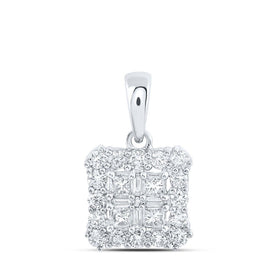 Princess Diamond Cluster Pendant | 10kt White Gold Square Pendant 5/8 Cttw | Splendid Jewellery Top view from the 10Kt White Gold Womens Princess Diamond Square Pendant 5 8 Cttwpin216446 collection by Splendid Jewellery