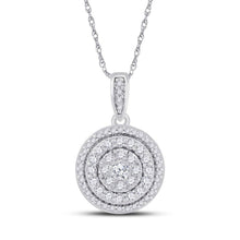 Load image into Gallery viewer, Radiant Love Diamond Pendant Top view from the 10Kt White Gold Womens Round Diamond Circle Cluster Pendant 1 2 Cttwpin285547 collection by Splendid Jewellery