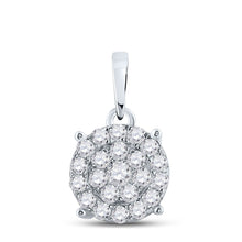Load image into Gallery viewer, Captivating Brilliance: 10kt White Gold Round Diamond Cluster Pendant 1-1/2 Cttw Top view from the 10Kt White Gold Womens Round Diamond Cluster Pendant 1 1 2 Cttwpin217497 collection by Splendid Jewellery