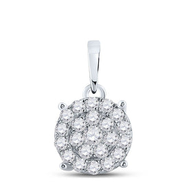 Captivating Brilliance: 10kt White Gold Round Diamond Cluster Pendant 1-1/2 Cttw Top view from the 10Kt White Gold Womens Round Diamond Cluster Pendant 1 1 2 Cttwpin217497 collection by Splendid Jewellery