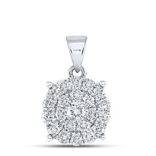 Load image into Gallery viewer, Radiant Brilliance: 10kt White Gold Diamond Cluster Pendant Top view from the 10Kt White Gold Womens Round Diamond Cluster Pendant 1 Cttwpin217436 collection by Splendid Jewellery