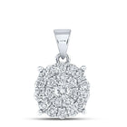 Radiant Brilliance: 10kt White Gold Diamond Cluster Pendant Top view from the 10Kt White Gold Womens Round Diamond Cluster Pendant 1 Cttwpin217436 collection by Splendid Jewellery