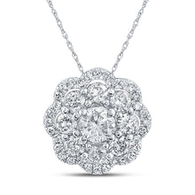 Load image into Gallery viewer, Dazzling Diamond Brilliance Pendant | 10kt White Gold Womens Round Diamond Cluster Pendant 1/2 Cttw Top view from the 10Kt White Gold Womens Round Diamond Flower Cluster Earrings 1 2 Cttwpin217287 collection by Splendid Jewellery