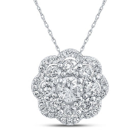 Dazzling Diamond Brilliance Pendant | 10kt White Gold Womens Round Diamond Cluster Pendant 1/2 Cttw Top view from the 10Kt White Gold Womens Round Diamond Flower Cluster Earrings 1 2 Cttwpin217287 collection by Splendid Jewellery