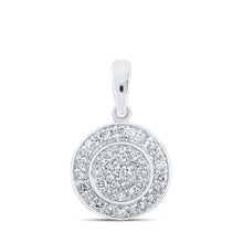 Load image into Gallery viewer, Captivating Brilliance: 10kt White Gold Womens Round Diamond Cluster Pendant - Alternate view 1 from Splendid Jewellery