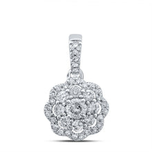 Load image into Gallery viewer, Captivating Brilliance: 10kt White Gold Womens Round Diamond Cluster Pendant 1/4 Cttw Top view from the 10Kt White Gold Womens Round Diamond Cluster Pendant 1 4 Cttwpin217880 collection by Splendid Jewellery